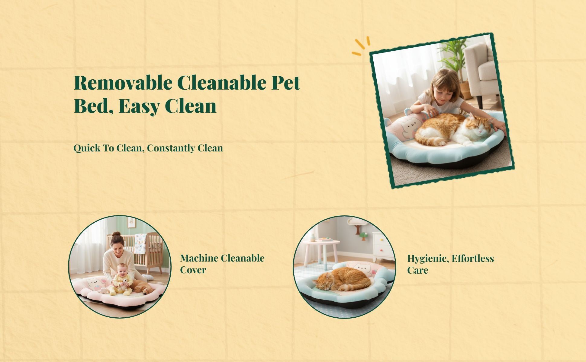 Washable non-slip dog bed mat