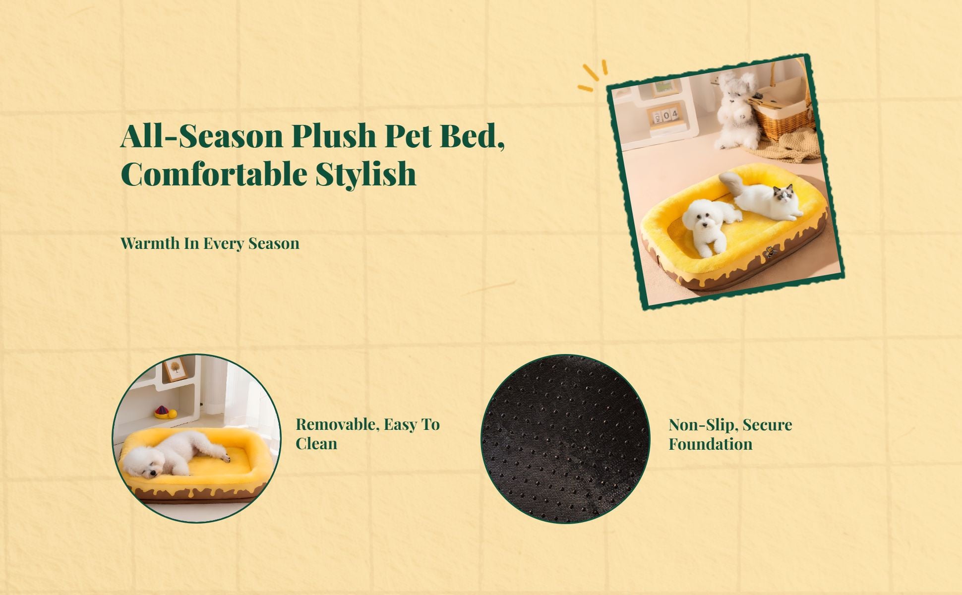 Dog Bed, Removable Pet Sofa, Cozy Cat & Dog Den