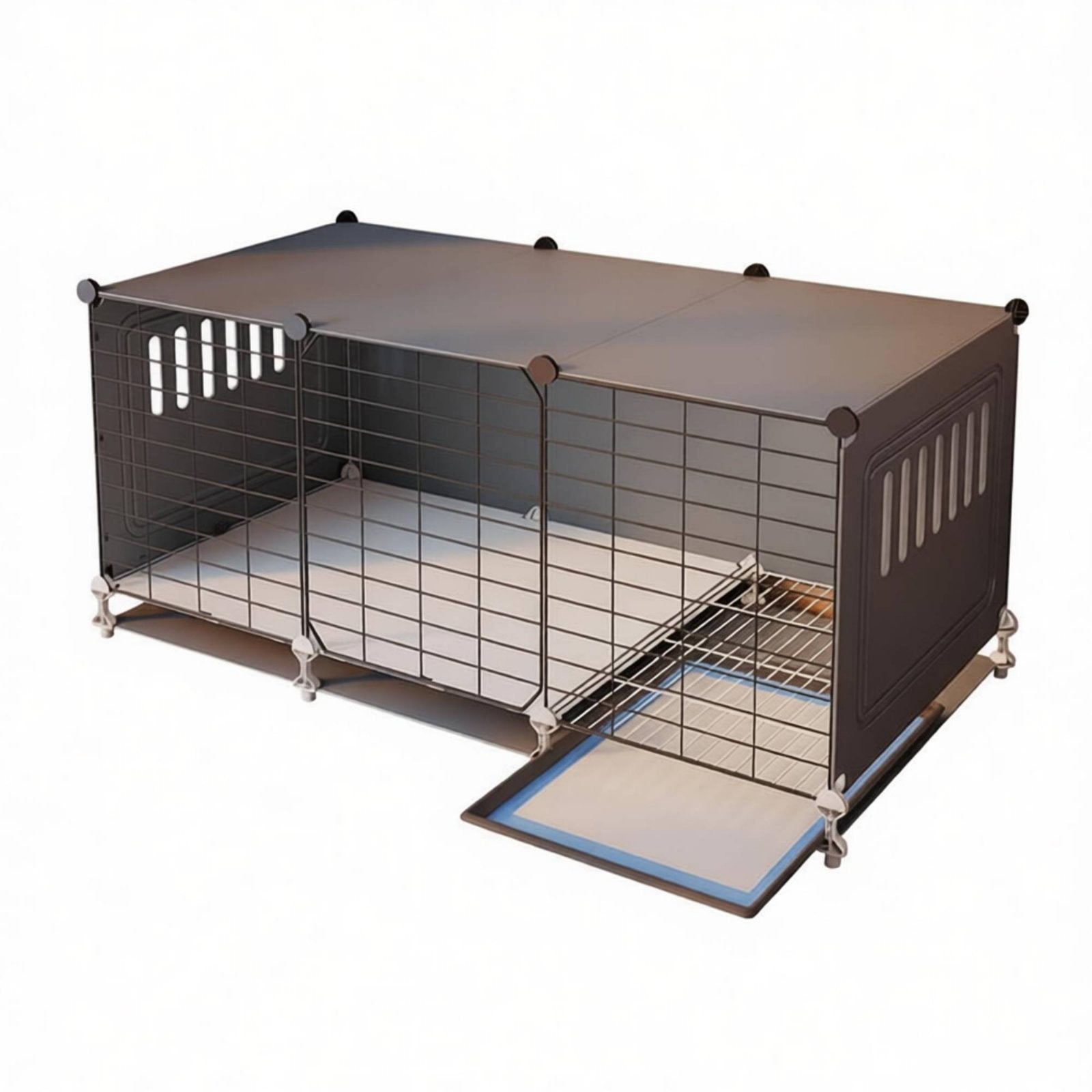 Dog Enclosure with Toilet Z Single D Living Space Pet House with Potty Tray Small Dog Playpen with Divider Easy to Clean Mesh
