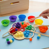 Flower Color Sorting Toy Fine Movement Skills Development Color Matching Toy Rainbow Bead Sorting Set Screen-Non-Digital Fun