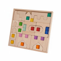 Castle Brainteaser Board Beech Wood Wooden Interlocking Piece Brainteaser