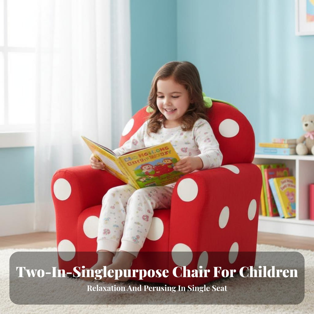 Strawberry-Shaped Chair Cartoon Design kids' Furniture Soft Upholstery Sturdy Frame for Girls, story Corner, Playroom, Bedroom