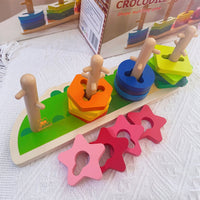 Stacking Toy Brightly Painted Wooden Shape Sorter Hole-Punched