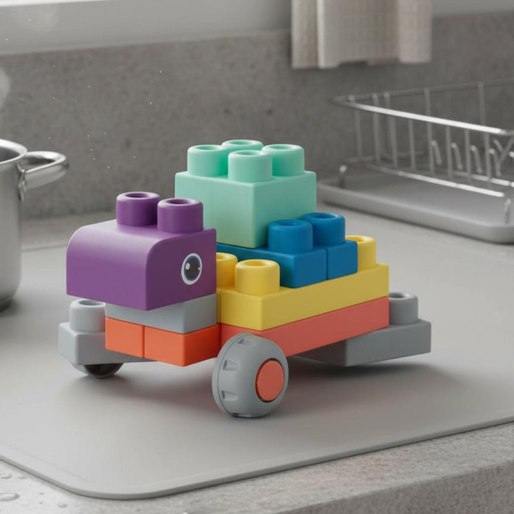 Easy to Clean Soft Building Blocks Bite Safe Soft Blocks Set Early Learning for Babies, Toddlers, Indoor Play