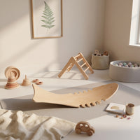 Fishbone Seesaw Board Indoor Outdoor Use Wooden Ball Balance Toy Bent Design
