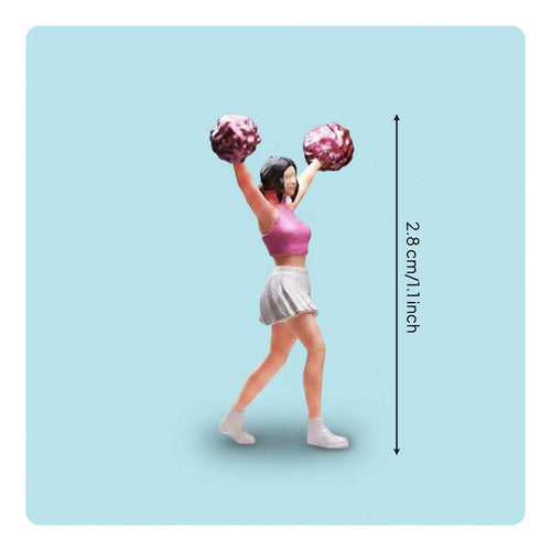 1:64 Cheerleader Figure Dynamic Pose Miniature Cheering Squad Model for Dioramas
