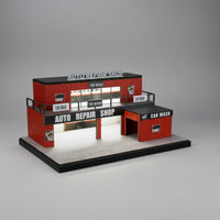 Lighted Parking Scene Model LED Lights Diecast Garage Model Realistic Details Miniature Auto Shop for Collectors
