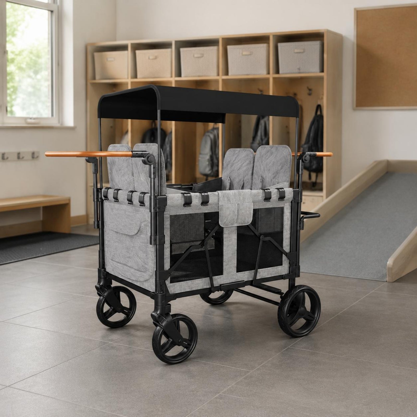 Push Wagon Stroller Front Brake Child Wagon Stroller Strap Closure