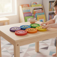 6 Pieces Wooden Disc Wooden Rings Set Educational Color Disc Challenge Fine