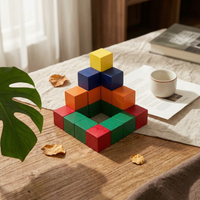 Geometric Shape Builders Spatial Thinking Color Block Puzzle Early Learning Shape Matching Blocks for Preschoolers, Young Children