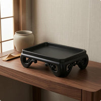Ornamental Pedestal Tray Carved Legs Decorative Tray Stand Cutout Design