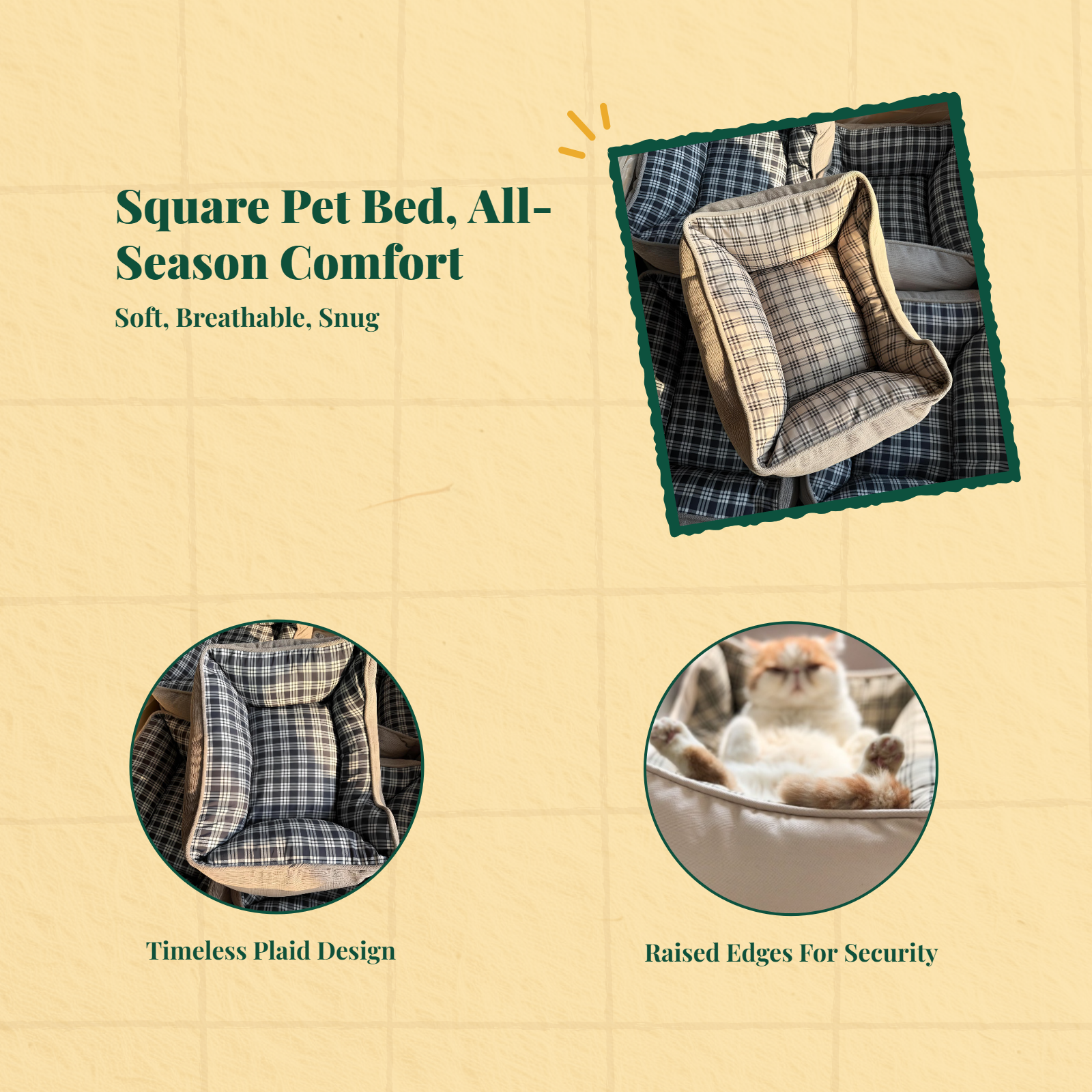 Washable non-slip pet bed