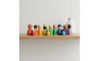 12 Pieces Colorful Wooden Family Figures Early Education Wooden Peg People Wood Color Sorting Toy for Young Children, Preschoolers, Classroom