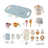 Wooden Coffee Toy Set Natural Wood Pretend Coffee Set Imaginative Play