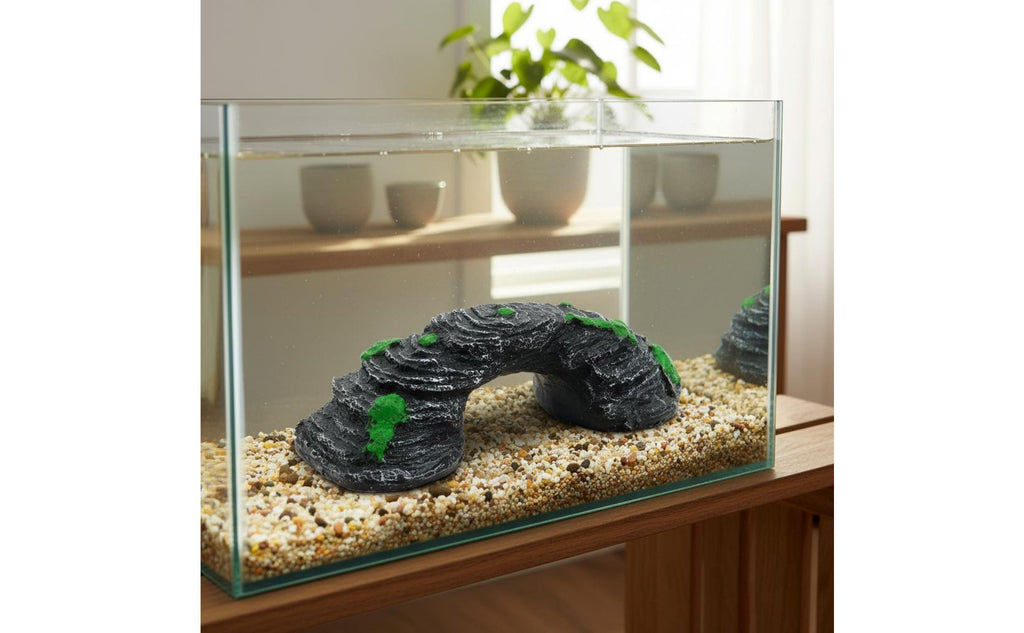 Turtle Basking Ramp Realistic Design Resin Aquarium Bridge Artificial Rock Arch for Reptile Keepers, Aquarists, Vivarium