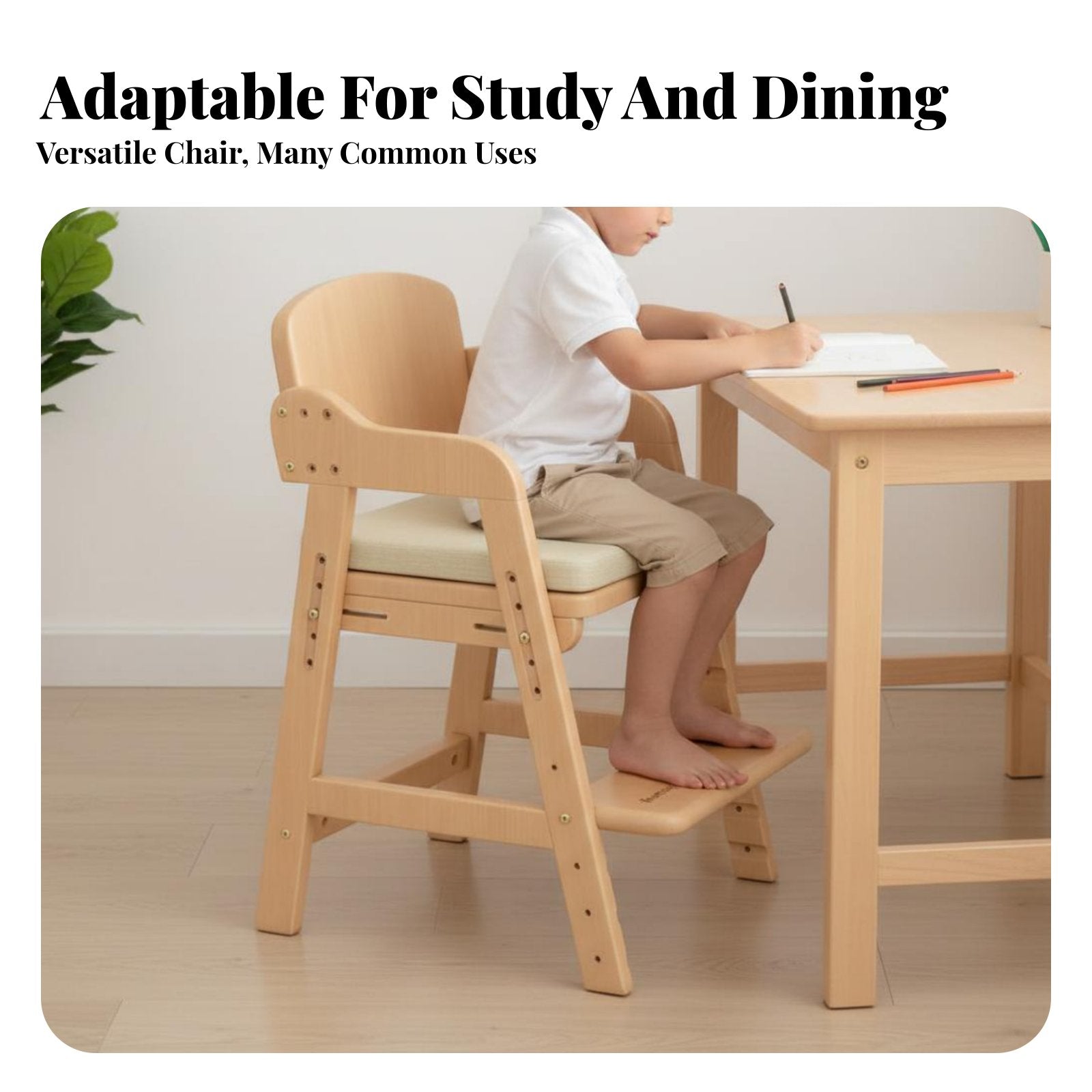 Adjustable Wooden Learning Chair Grows with Your Child for Preschoolers, Parents