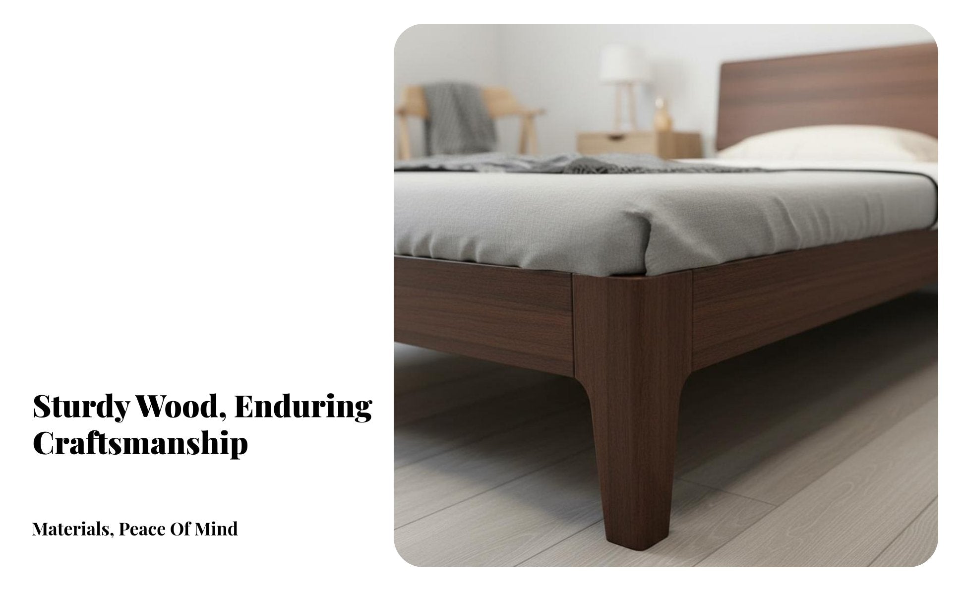 Durable Wood Lowsilhouette foundation Bed Nordic aesthetic Lowsilhouette Bed Base Minimalist Design Bedroom Furniture Slim Headboard for Adults, partners, Toddlers, Small Apartments, Apartment, Guest Room