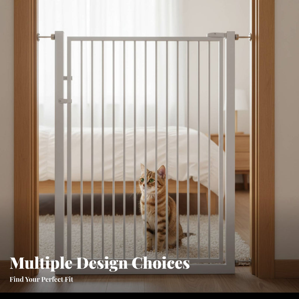 Adjustable Width Pressure-Mounted Pet Gate Drill-without Drilling Installation Pressure-Mounted Swing Gate Narrow Bar Spacing Indoor Fence Extendable Height for Cat Owners, Families, Renters, Indoors, Doorways, Hallways, Stairways