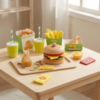 Wooden Burger Toy Stackable Wooden Hamburger Toy Smooth Edges for Early Learning