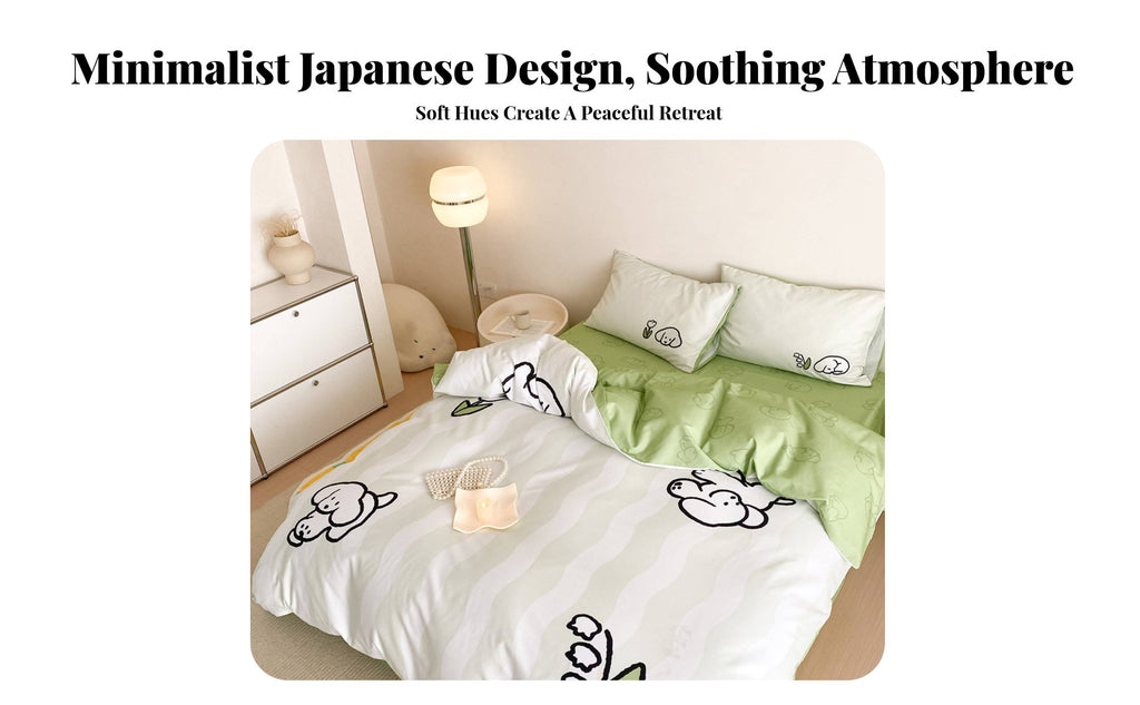 4 Pieces 4-Piece Dog Print Bedclothes Japanese aesthetic Duvet Cover Set for Teens