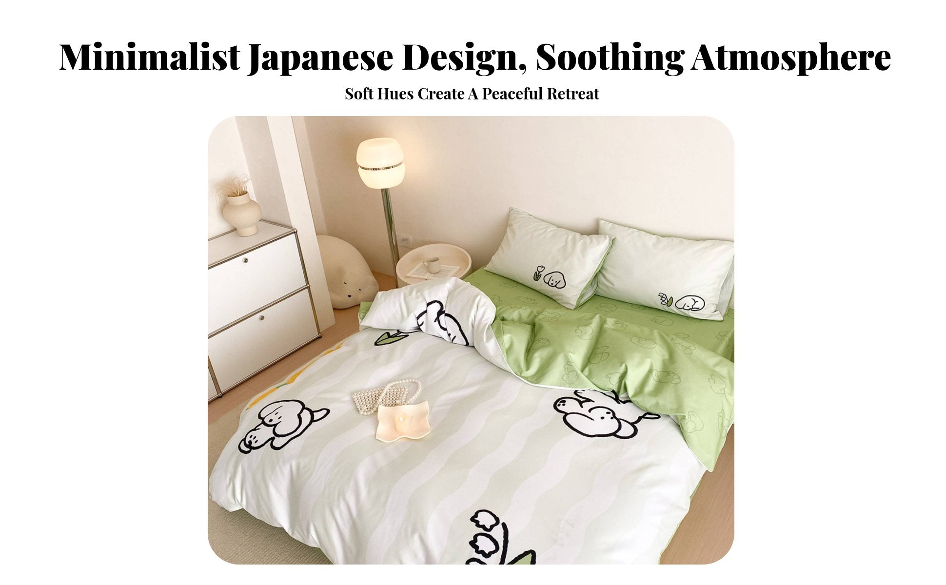 4 Pieces 4-Piece Dog Print Bedclothes Japanese aesthetic Duvet Cover Set for Teens