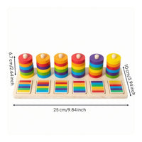 Sorting Stacking Toy Cognitive Development Wooden Circular Disc Stacker