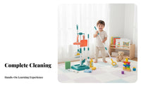Kids Cleaning Set Pretend Cleaning Tools Realistic Toys Broom and Mop Set for Young Children, Preschoolers