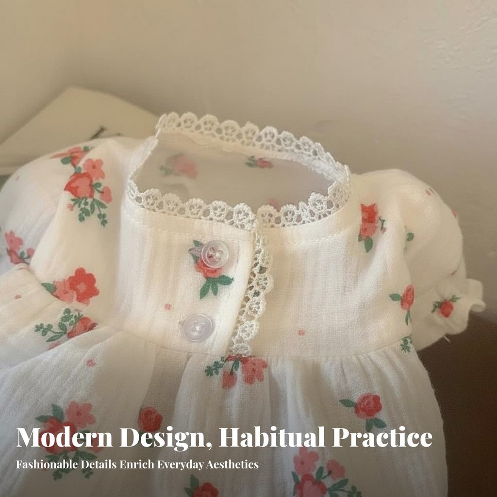 Cute Design Floral Pet Dress Soft and Comfortable Dog Dress Puff Sleeve Design for Dogs, Cats, Springtime, Photoshoots, Parties