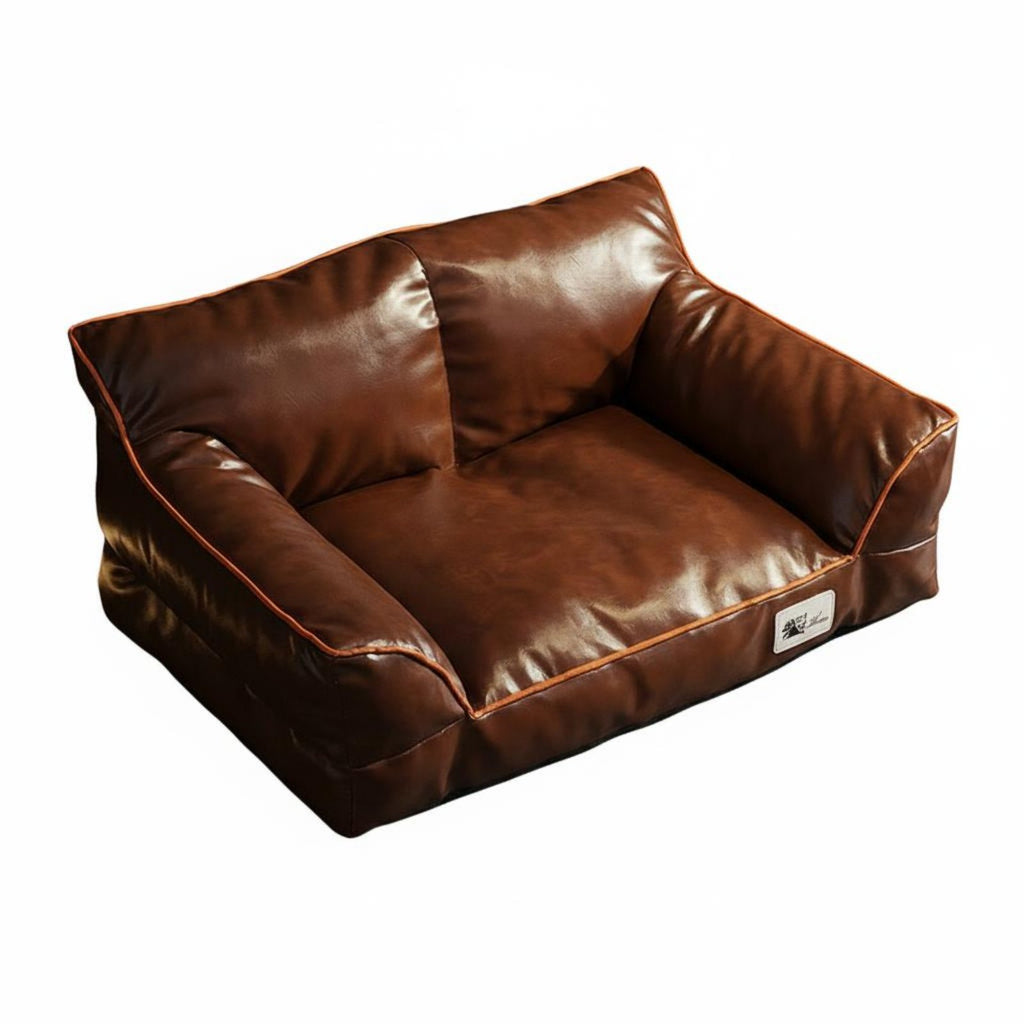 Leather Pet Sofa Bed Removable and Washable Cat Sofa Neck Support Dog Couch for Cats