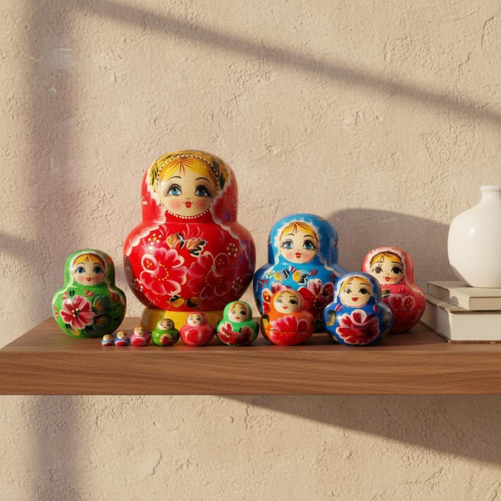 10 Pieces Matryoshka Nesting Doll Traditional Design 10-Layer Nesting Doll Set Great Gift Idea Stacking Toy for Kids, Playroom, Nursery