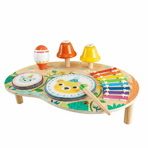 Wooden Music Activity Table Early Learning Xylophone Drum Toy Set Kids Instrument Center Paint Comprehensive Music Center