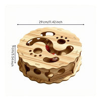 Wooden Cat Maze Cutout Openings Cat Maze Toy Natural Wood