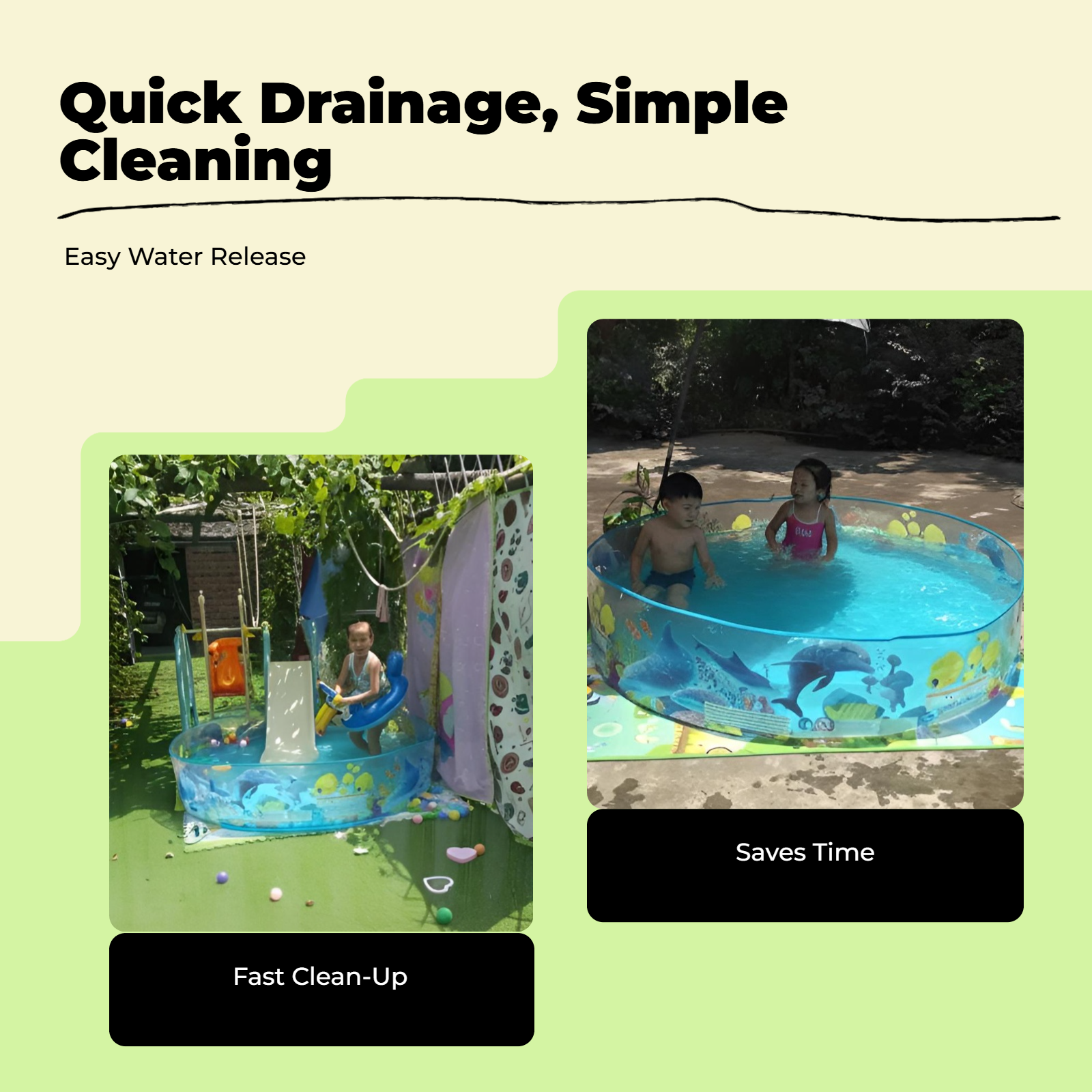 Foldable Hard Plastic Dog Pool, Leak-Resistant, Portable