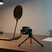Tripod Sound Input Instrument Stand Universal Sound Input Instrument Plosive Screen Stand Non-Slip Pads Microphones Holder for Streamers, Podcasters