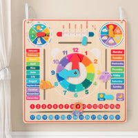 Wooden Calendar Clock Hands-on Learning Kids Weather Display Board Hands-On Educational Influenced Educational Toy for Homeschool