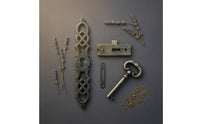 4 Pieces Vintage Clock Lock Hardware Set Aged Finish Grandfather Clock Lock