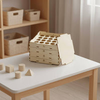 Toy Storage Box Interlocking Panels Wooden Toy Box Natural Wood Finish