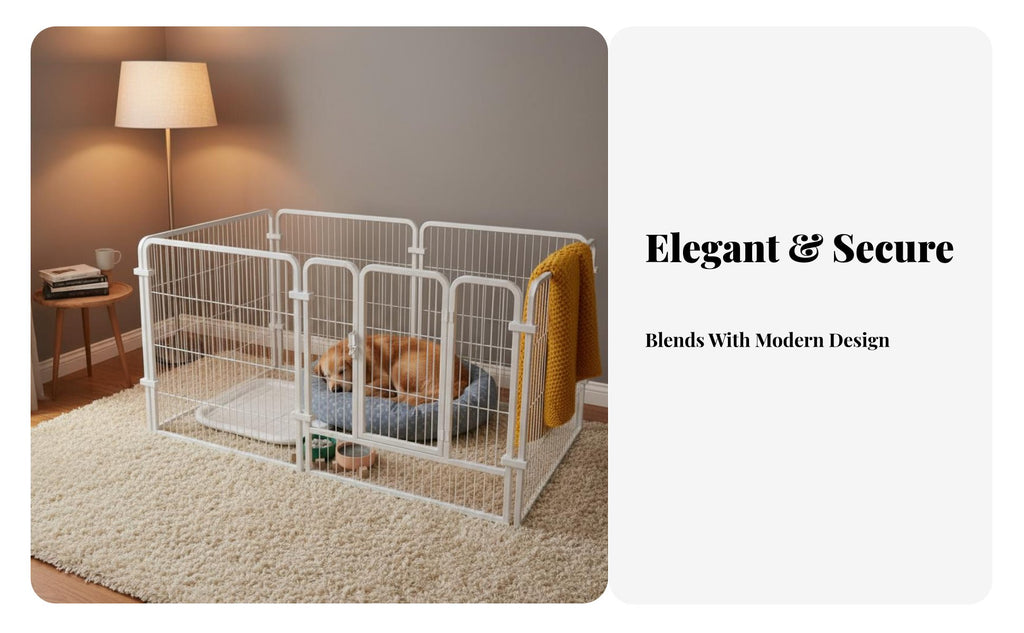 Customizable Shape Indoor Dog Pen with Door Easy Assembly Modular Pet Fence Sturdy & Stable Heavy Duty Puppy Enclosure Rust-Resistant for Dogs, Young Dogs, Potty Training