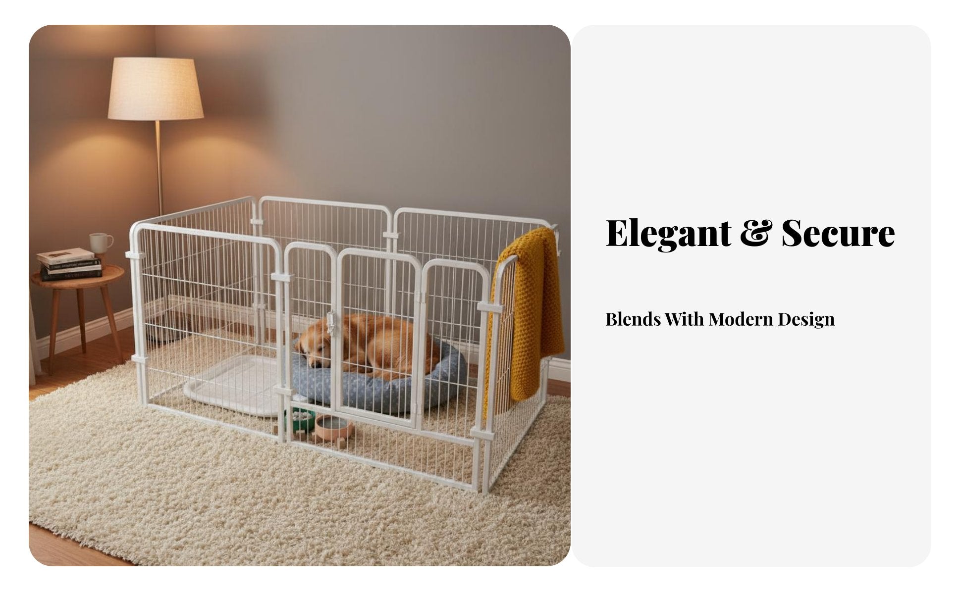 Customizable Shape Indoor Dog Pen with Door Easy Assembly Modular Pet Fence Sturdy & Stable Heavy Duty Puppy Enclosure Rust-Resistant for Dogs, Young Dogs, Potty Training