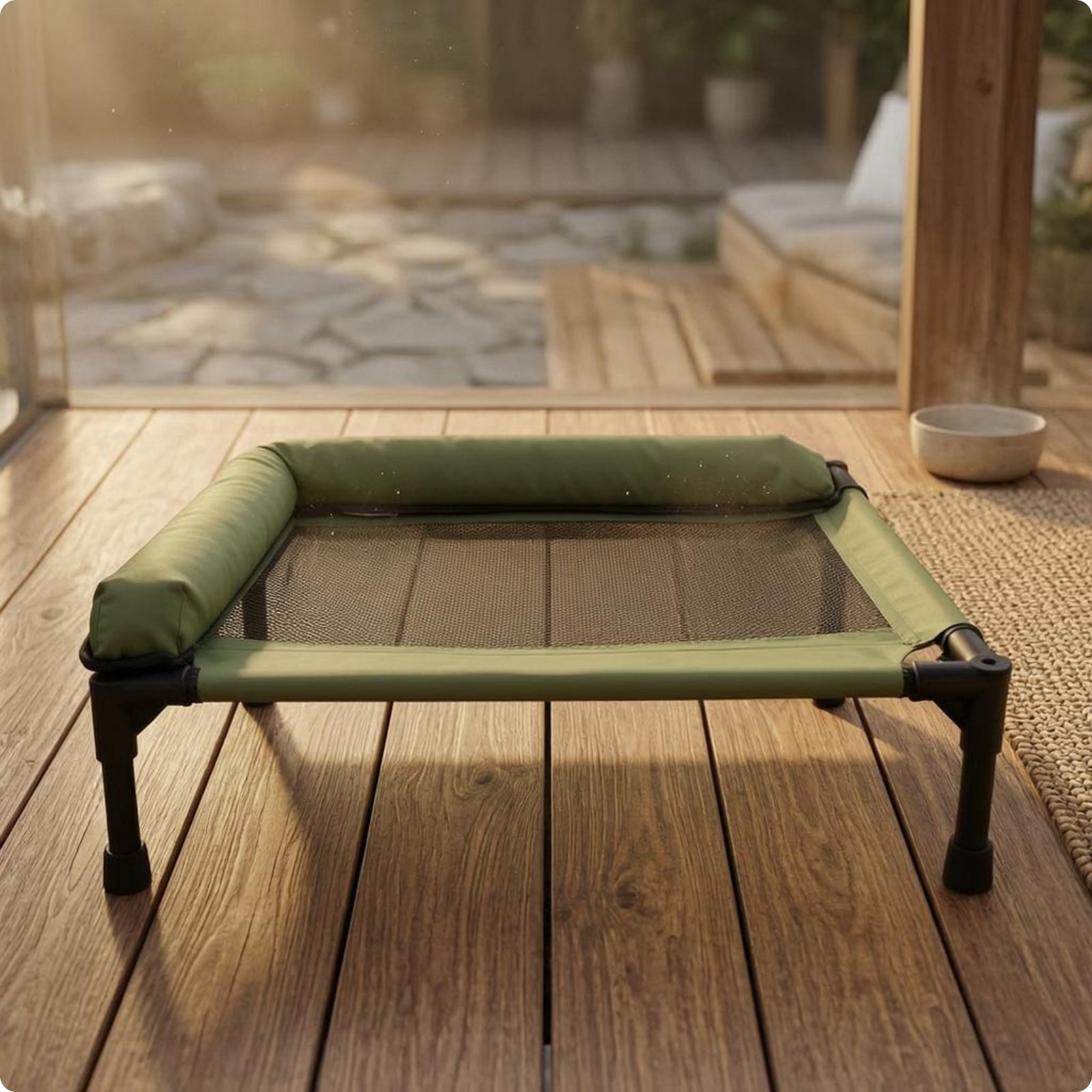 Raised Pet Bed Iron Frame Mesh Pet Bed Skid-Resistant Feet