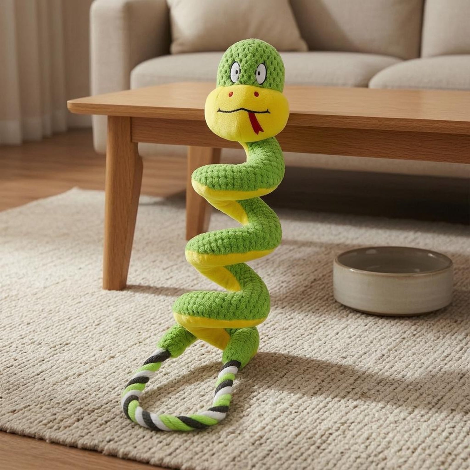 Squeaky Snake Toy Rope Loop Squeaky Dog Toy Interactive for Chewing