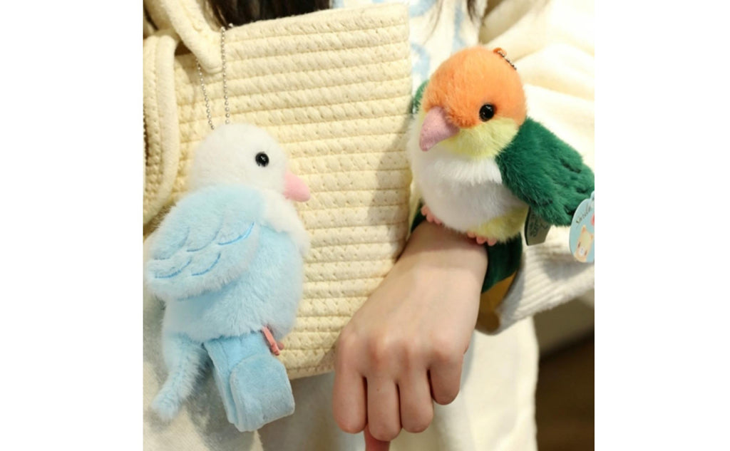 Parrot Stuffed Keychain Giftable Bird Wrist Toy Imaginative Play for Girls