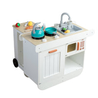 Fireplace-Style Wooden Pretend Kitchen Cart Children's Kitchen Playset Compact for Children