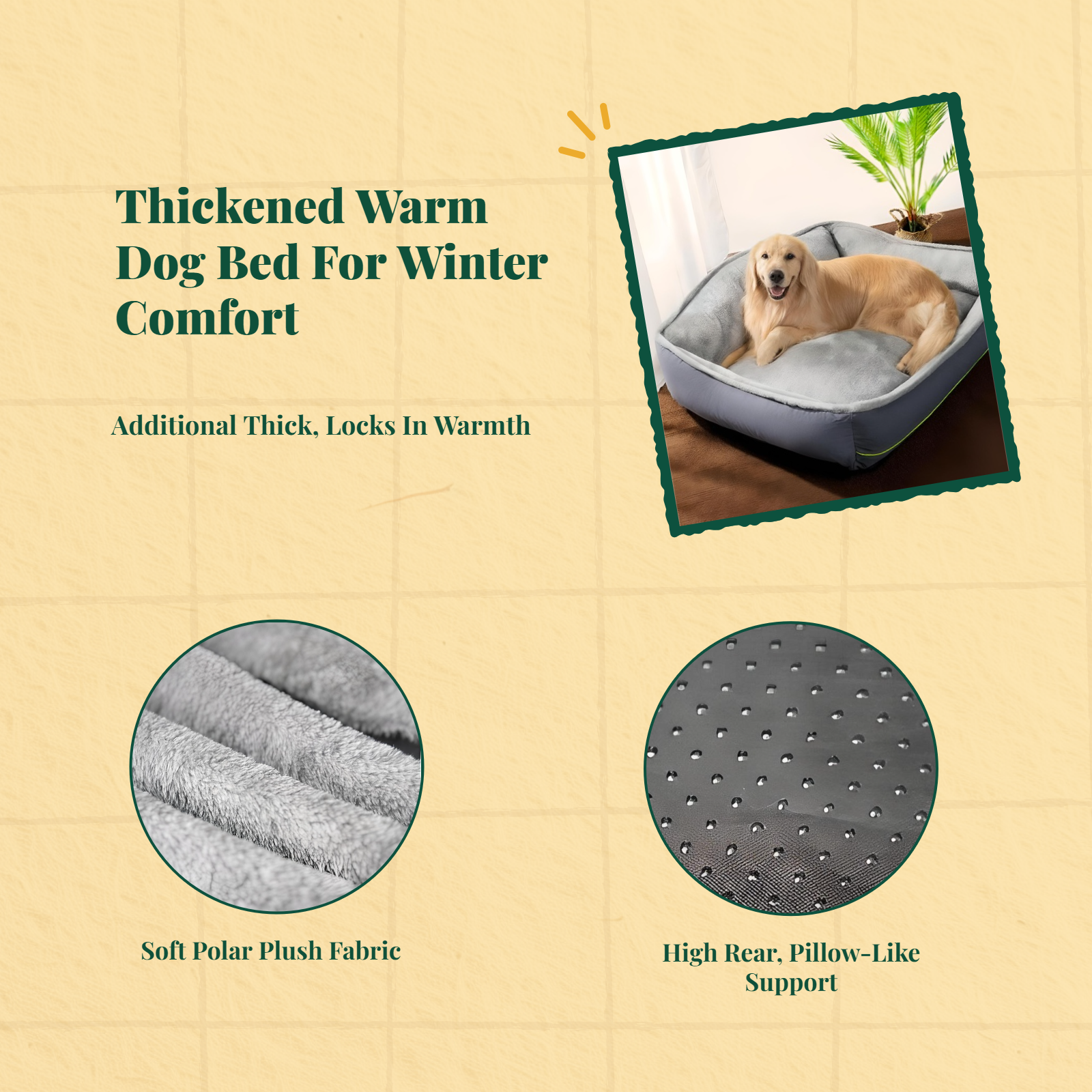 Orthopedic Dog Bed, Washable, Removable Cover, All Seasons