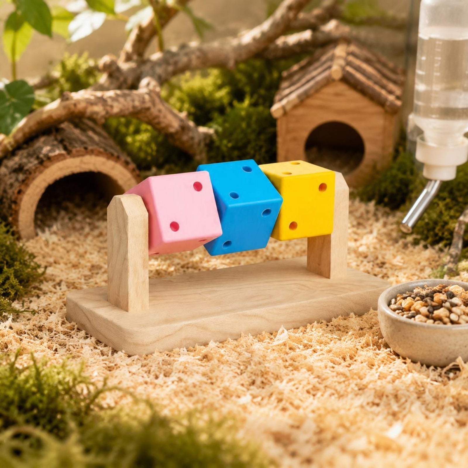 Wooden Hamster Gnaw Toy Natural Wood Small Pet Activity Toys Polished Finish