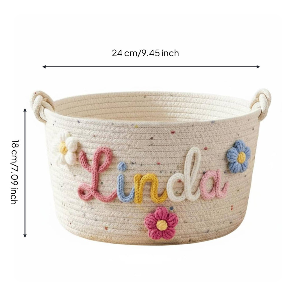 Embroidered Name Nursery Basket Multi-Functional Baby Diaper Organizer Knot
