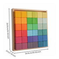 36 Pieces Wooden Blocks Fine Motor Skills Rainbow Block Set Hand-Eye Coordination Color Shape and Pattern for Young Children, Preschool