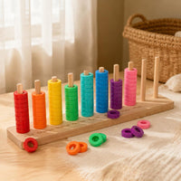 Wooden Color Sorting Toy Labeled Learning Activity Educational