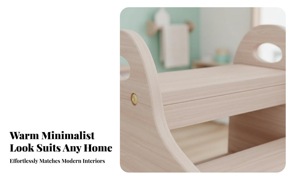 Toddler Wooden Stool Rounded Corners Kids Bathroom Sink Stool