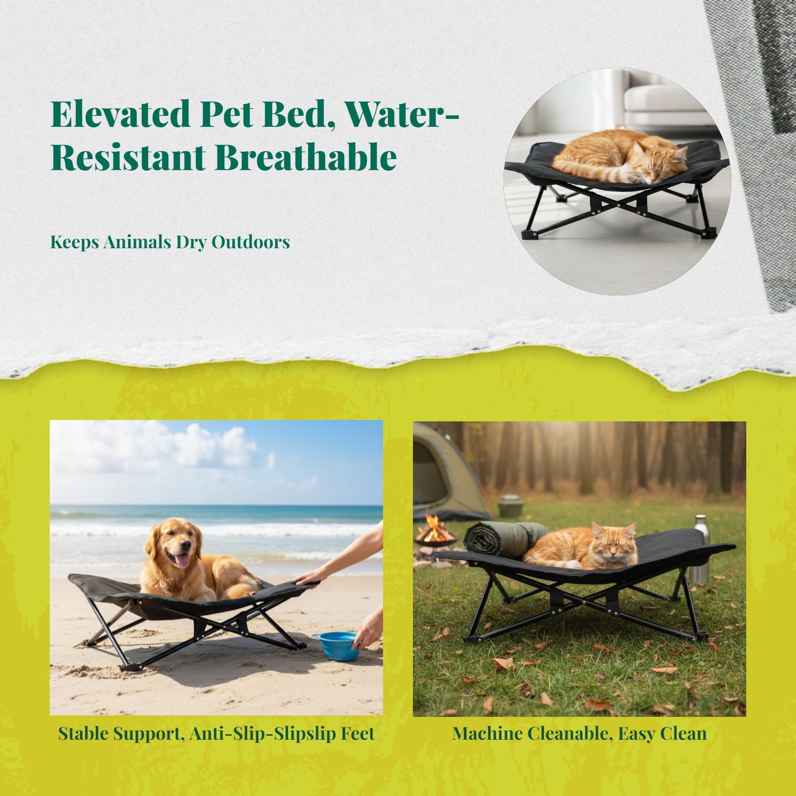 Waterproof raised pet bed